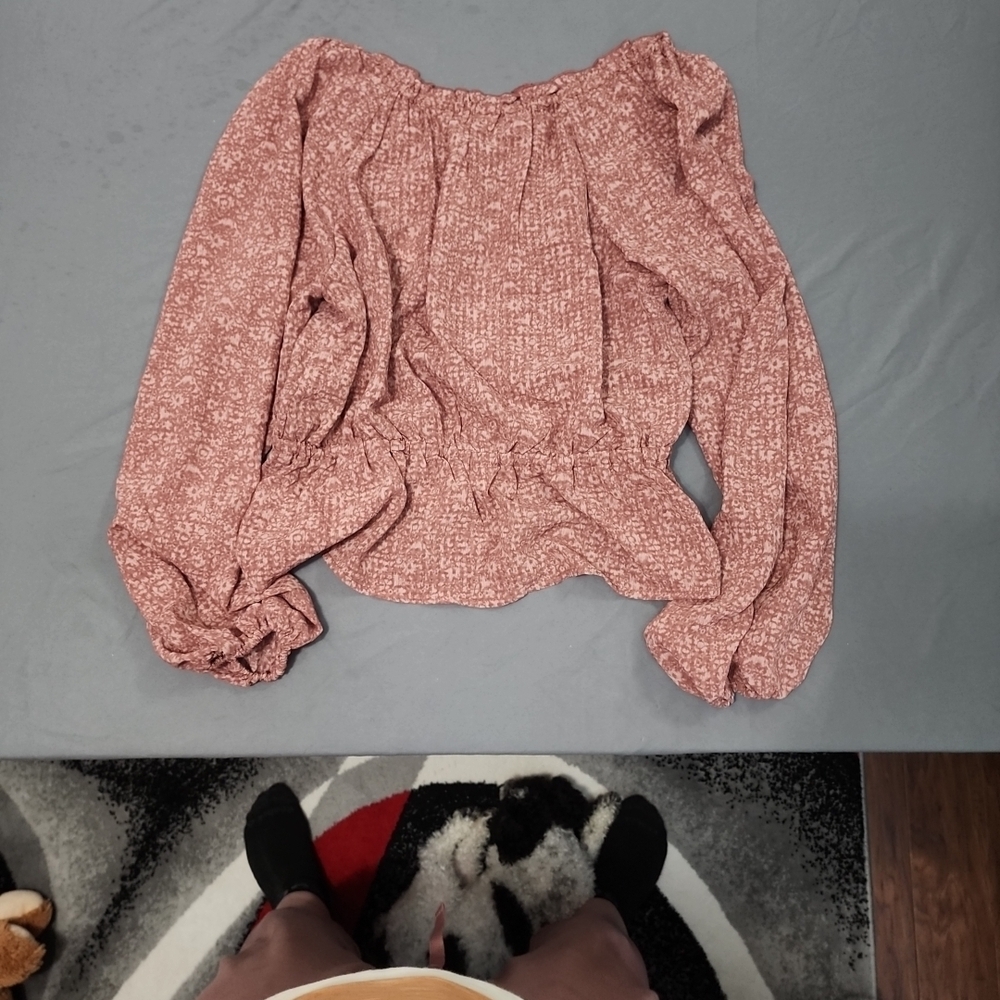 Target Women's Floral Blouse in Brick Red - Picture 3 of 4